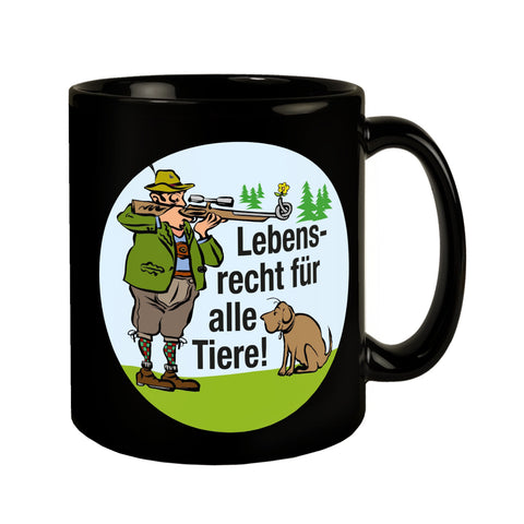 Lebensrecht für alle Tiere Tasse mit Jäger und Hund