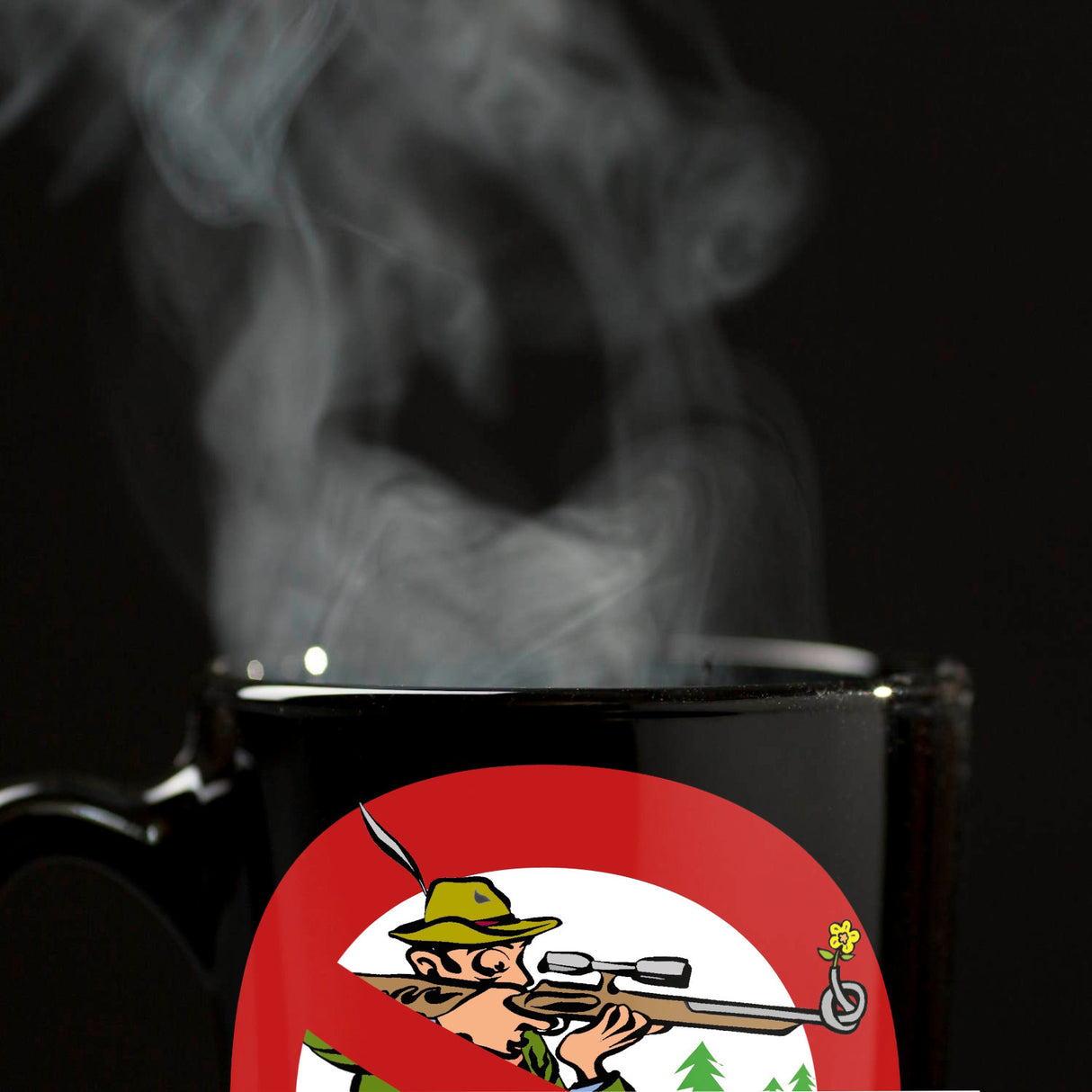 Jagdverbot Tasse mit Verbotsschild