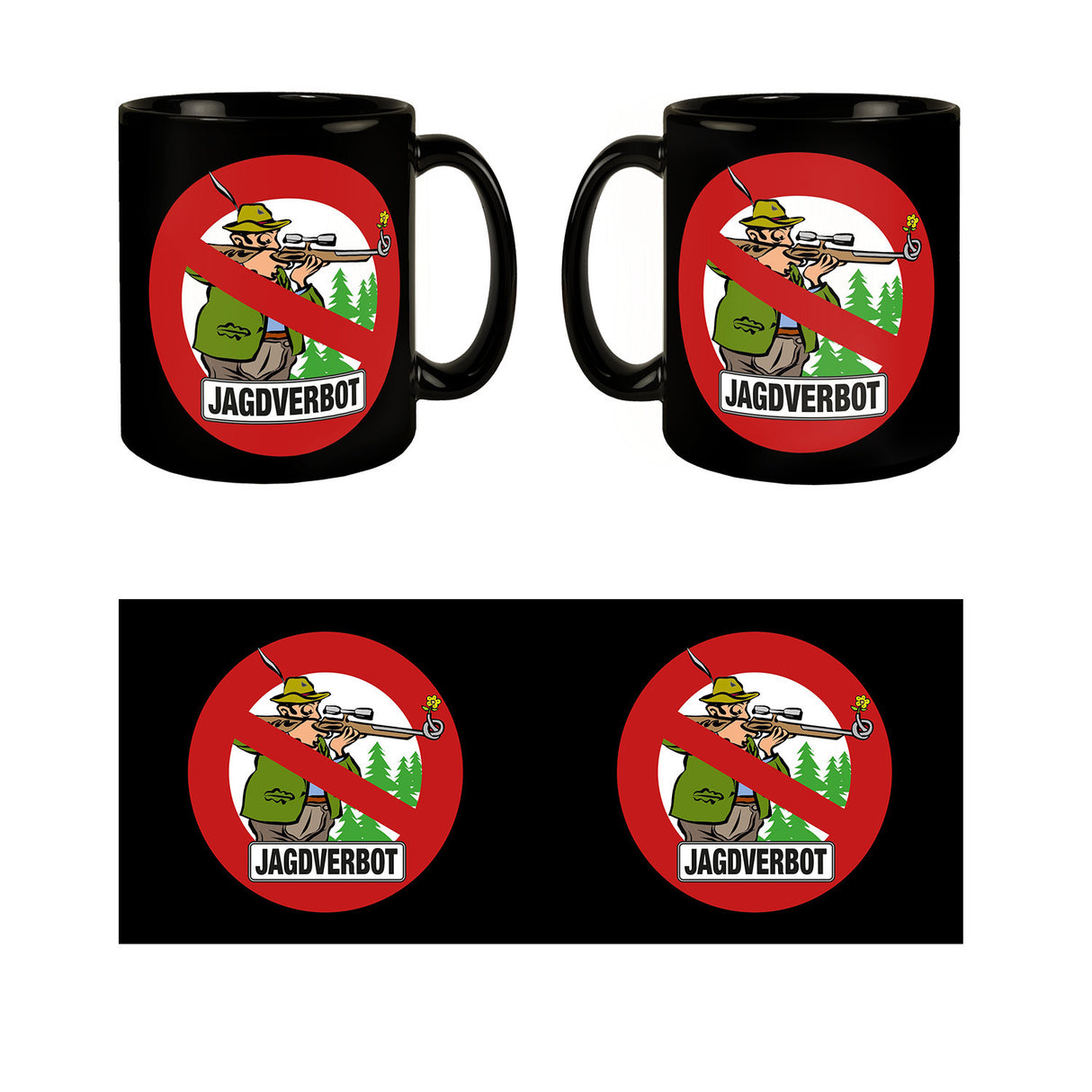 Jagdverbot Tasse mit Verbotsschild