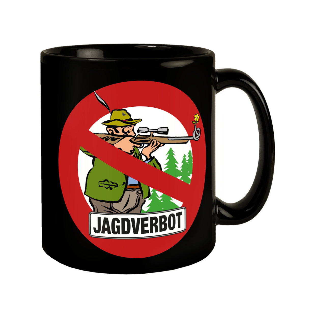 Jagdverbot Tasse mit Verbotsschild