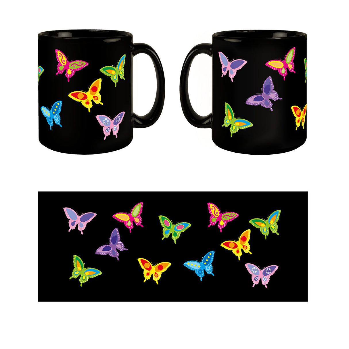 Schmetterling Tasse in Schwarz