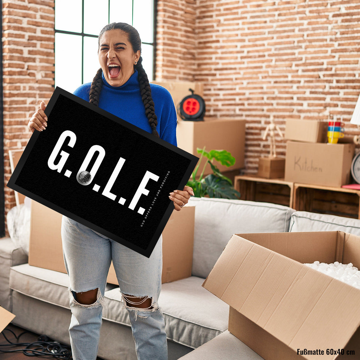 Golf. God offers love and forgiving Fußmatte in 35x50 cm