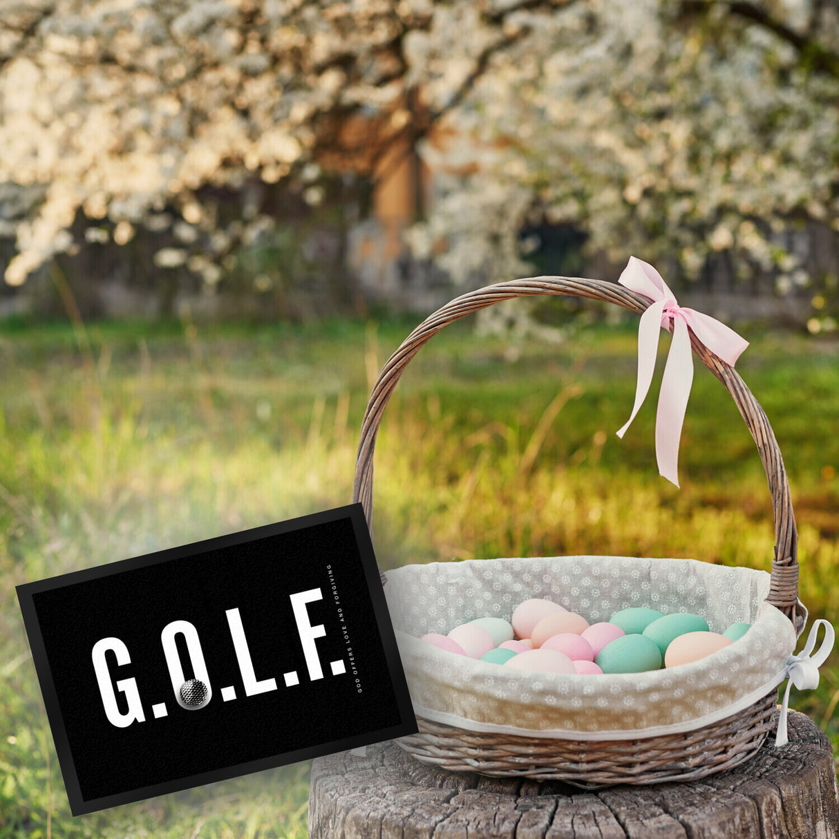 Golf. God offers love and forgiving Fußmatte in 35x50 cm