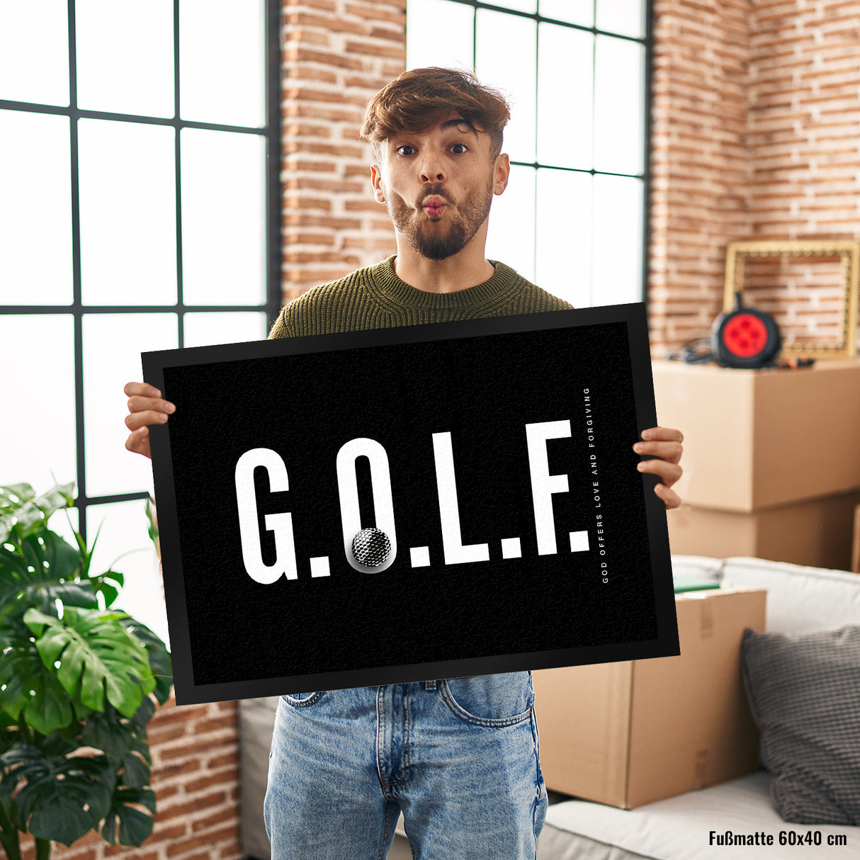 Golf. God offers love and forgiving Fußmatte in 35x50 cm