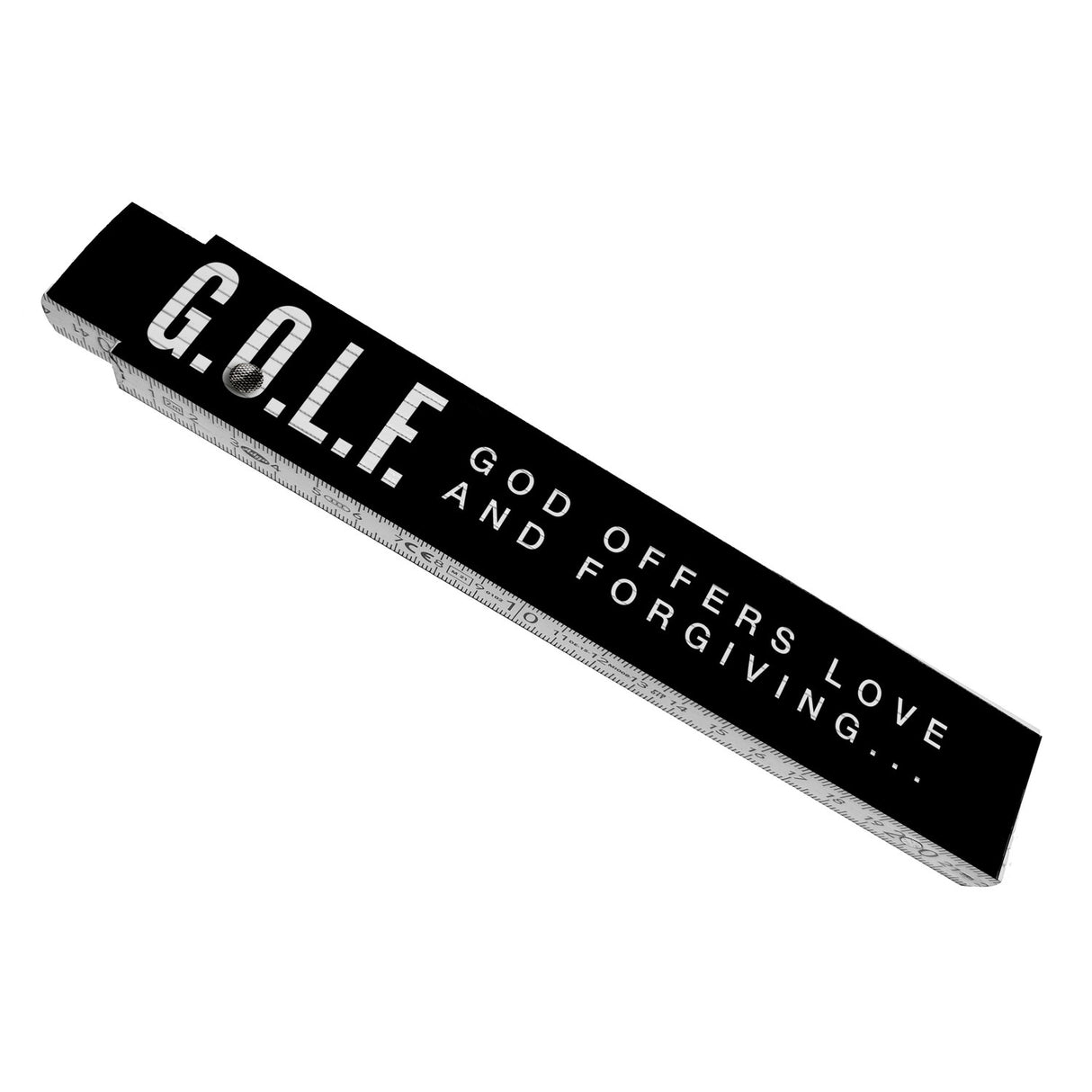 Golf. God offers love and forgiving Meterstab aus Holz