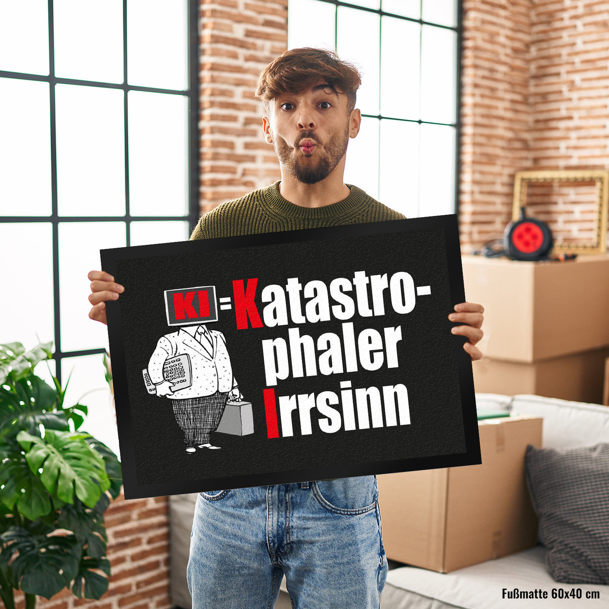 KI = Katastrophaler Irrsinn Fußmatte in 35x50 cm