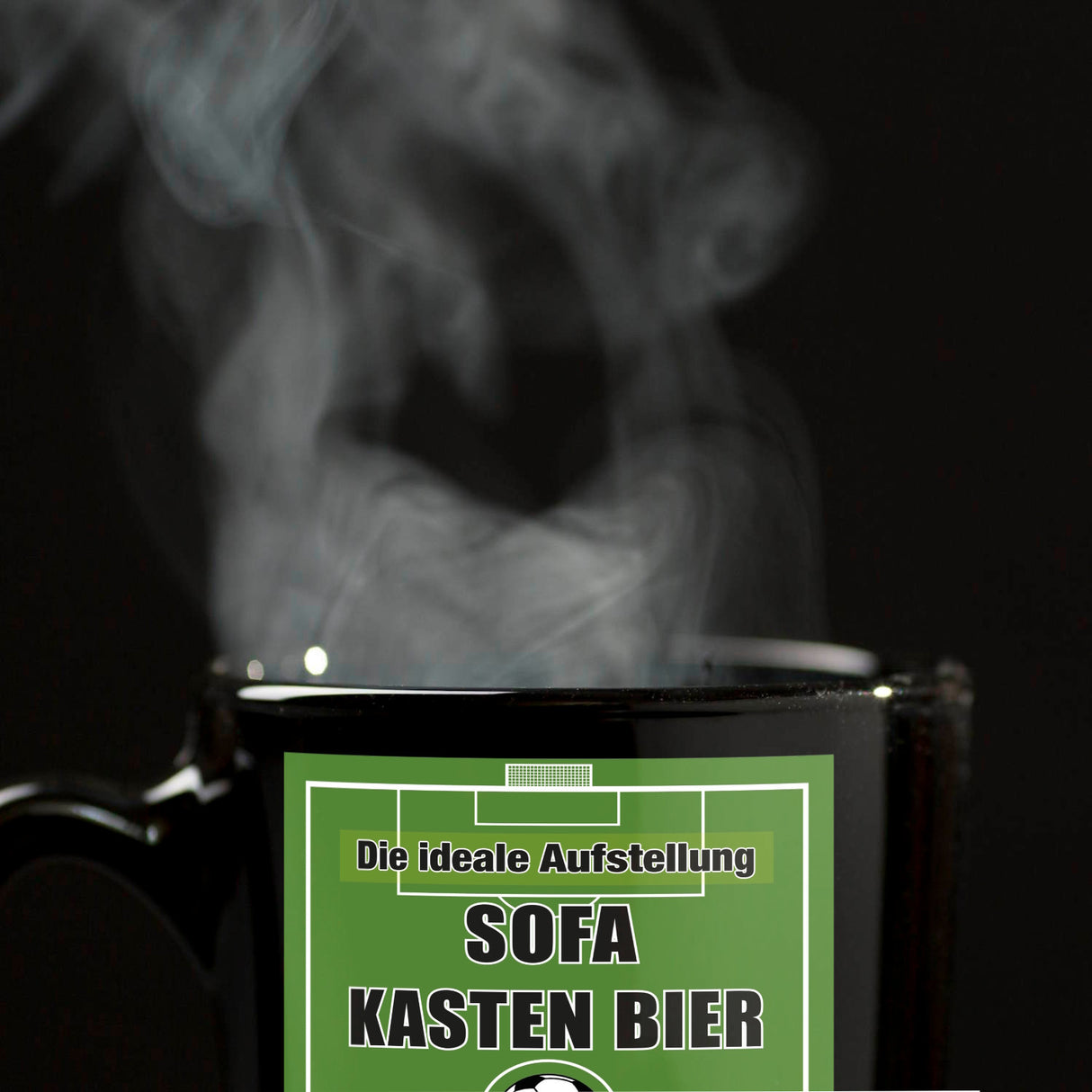 Die perfekte Aufstellung Tasse : Sofa, Bier, Chips, TV!
