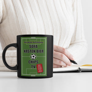 Die perfekte Aufstellung Tasse : Sofa, Bier, Chips, TV!