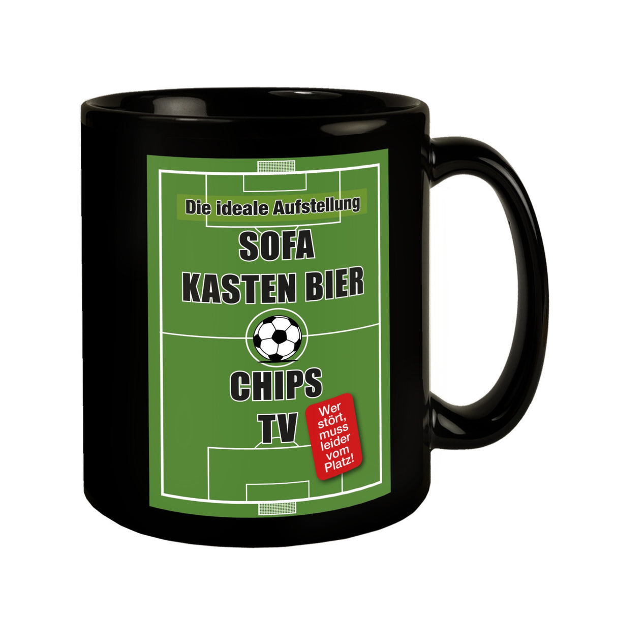 Die perfekte Aufstellung Tasse : Sofa, Bier, Chips, TV!