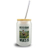 Zufriedener Bauer Ois is guad wia´s is Trinkglas mit Bambusdeckel