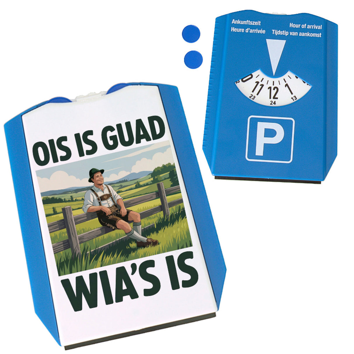 Zufriedener Bauer Ois is guad wia´s is Parkscheibe