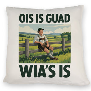 Zufriedener Bauer Ois is guad wia´s is Kissen