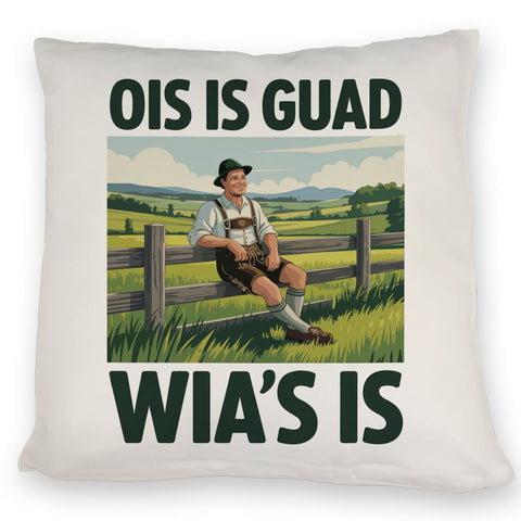 Zufriedener Bauer Ois is guad wia´s is Kissen