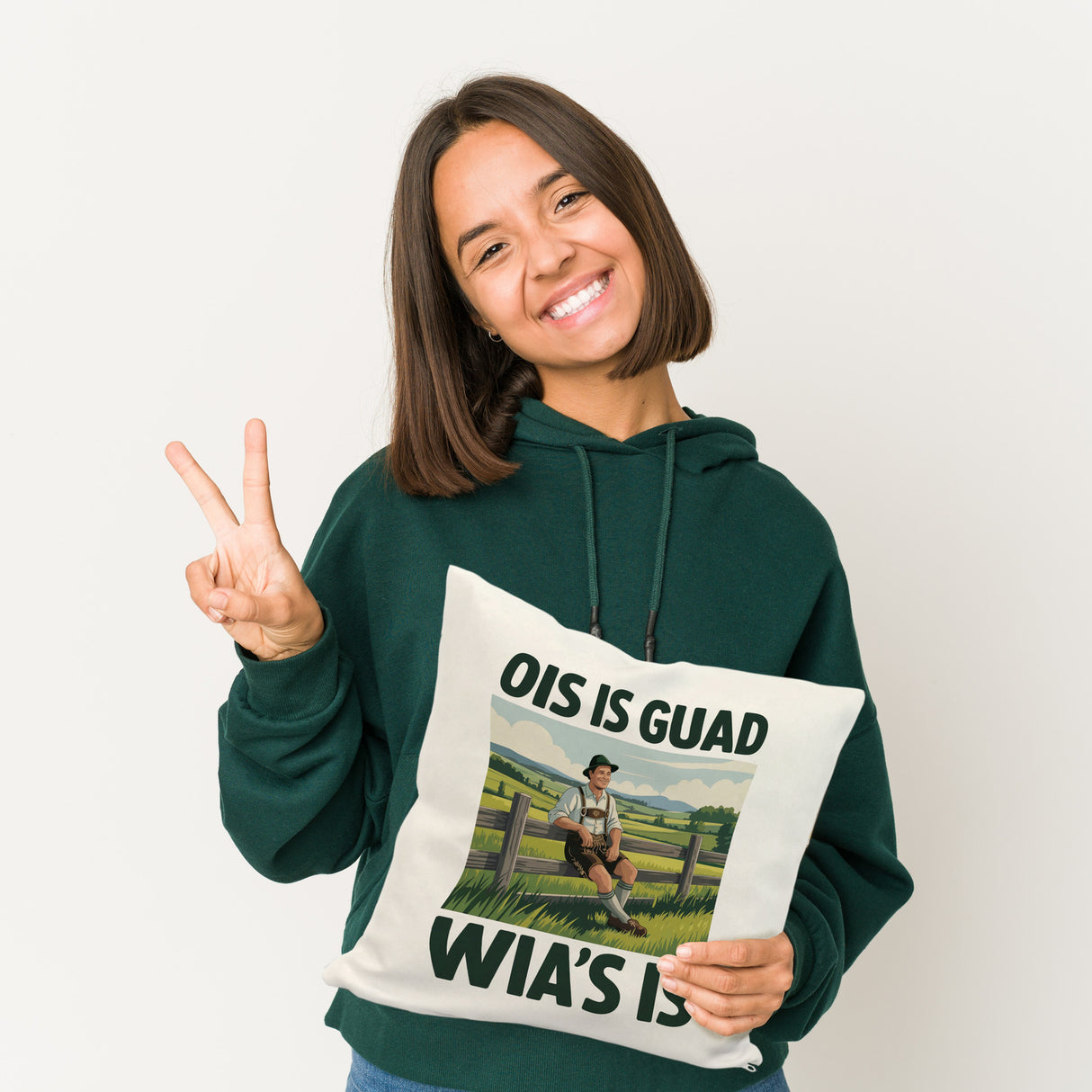 Zufriedener Bauer Ois is guad wia´s is Kissen