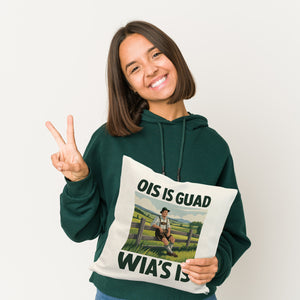Zufriedener Bauer Ois is guad wia´s is Kissen