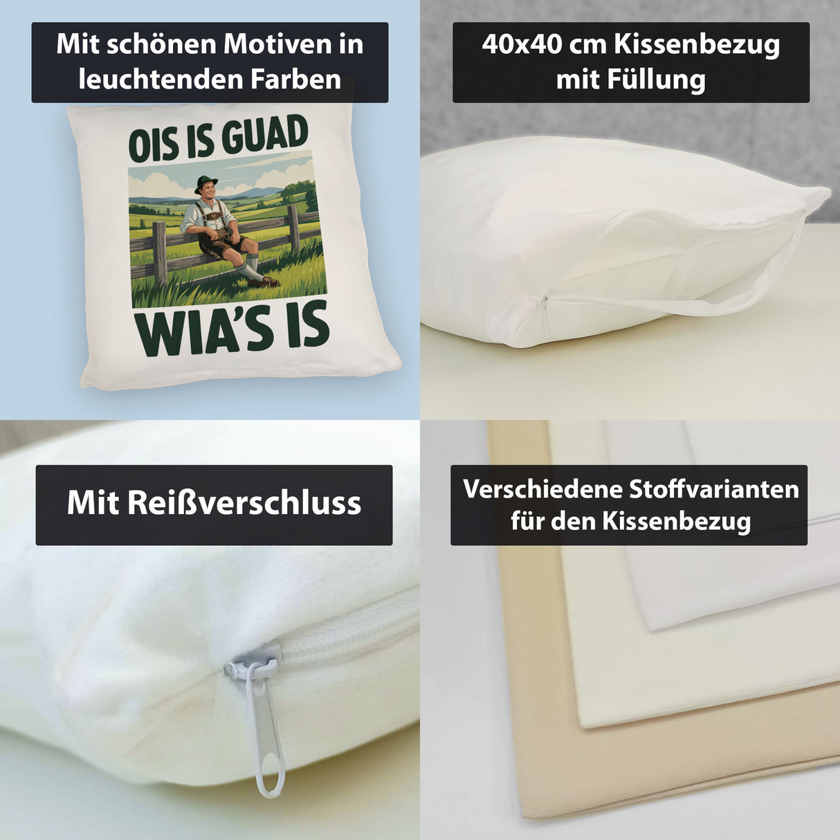 Zufriedener Bauer Ois is guad wia´s is Kissen