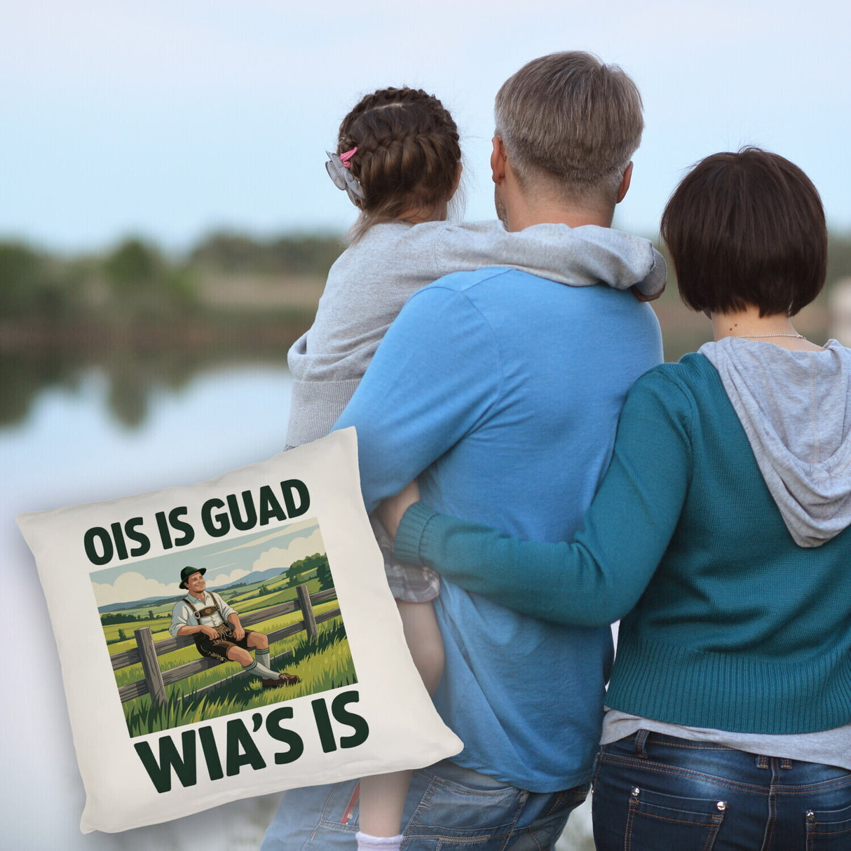 Zufriedener Bauer Ois is guad wia´s is Kissen