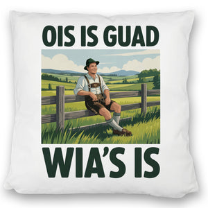 Zufriedener Bauer Ois is guad wia´s is Kissen