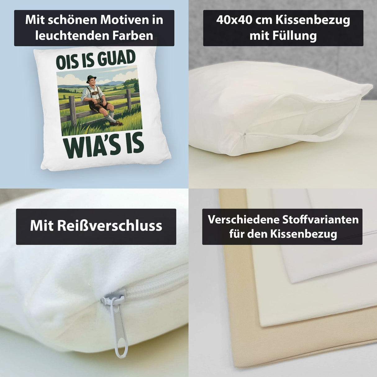 Zufriedener Bauer Ois is guad wia´s is Kissen