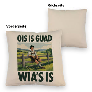 Zufriedener Bauer Ois is guad wia´s is Kissen