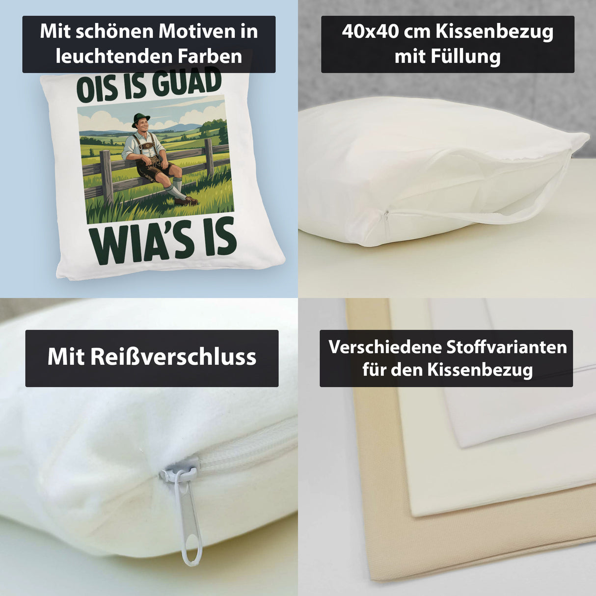 Zufriedener Bauer Ois is guad wia´s is Kissen