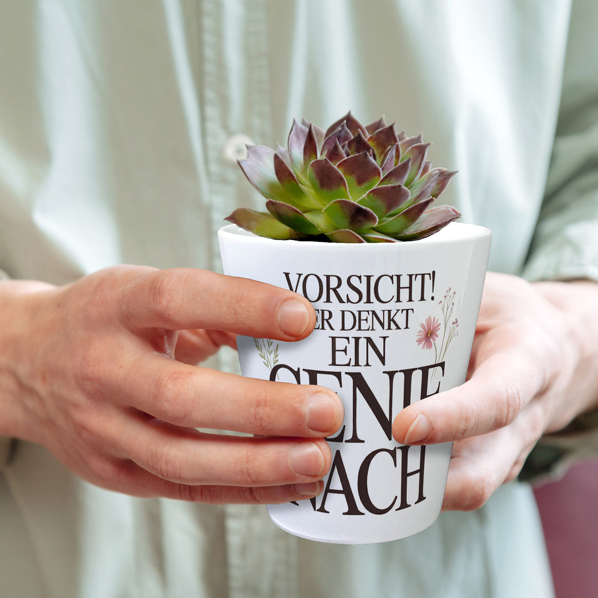 Vorsicht Genie am Werk Blumentopf Dekoration