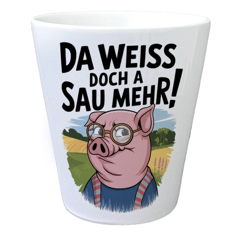 Cartoon Sau mit Brille Blumentopf A Sau weiß mehr