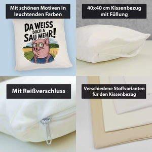 Cartoon Sau mit Brille Kissen A Sau weiß mehr