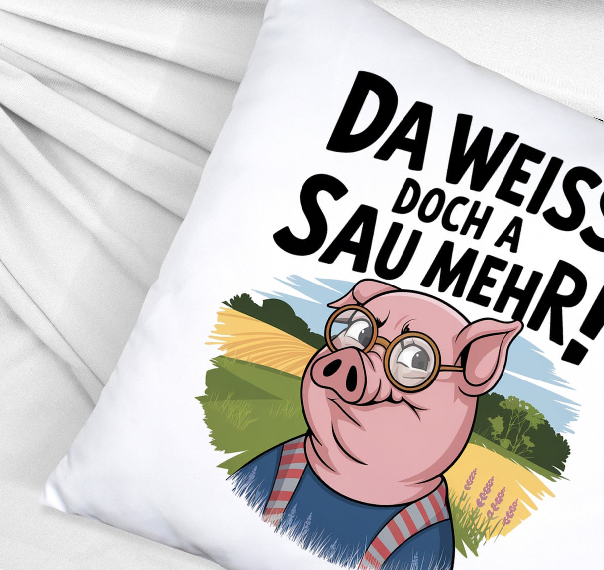 Cartoon Sau mit Brille Kissen A Sau weiß mehr