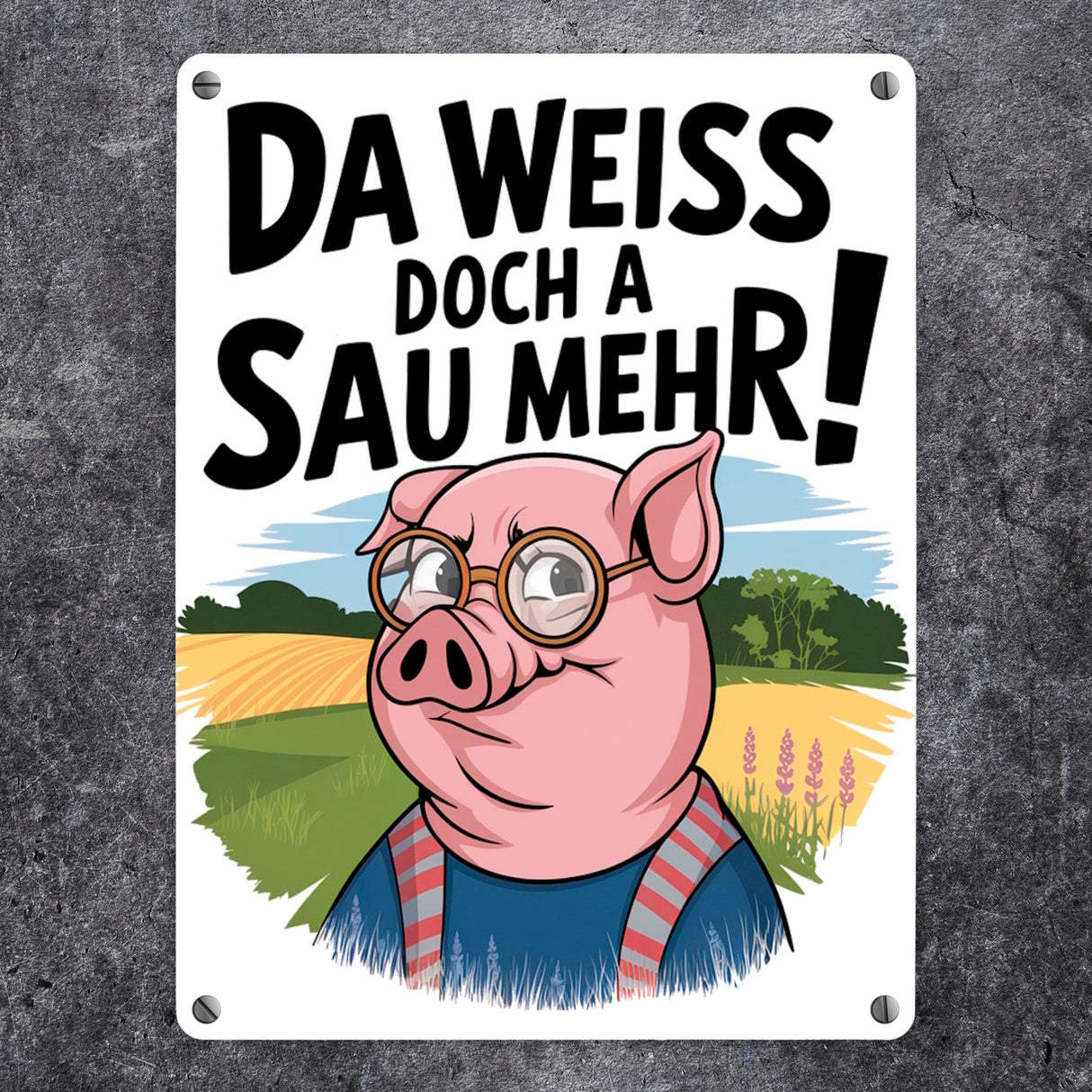 Cartoon Sau mit Brille Metallschild in 15x20 cm A Sau weiß mehr