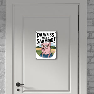 Cartoon Sau mit Brille Metallschild in 15x20 cm A Sau weiß mehr