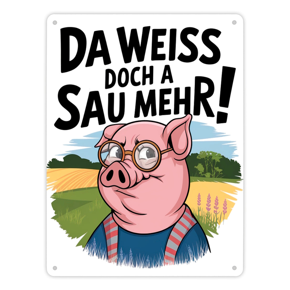 Cartoon Sau mit Brille Metallschild in 15x20 cm A Sau weiß mehr