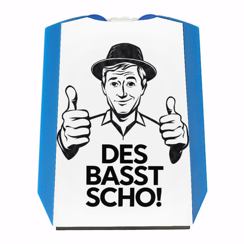 Mann mit Daumen hoch Des basst scho Parkscheibe