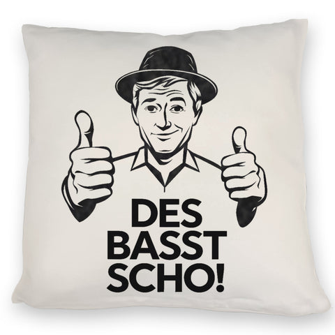Mann mit Daumen hoch Des basst scho Kissen