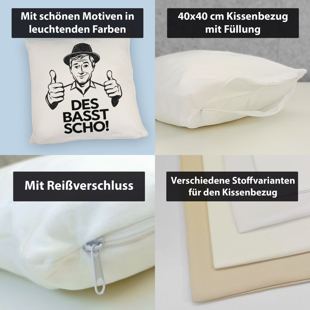 Mann mit Daumen hoch Des basst scho Kissen