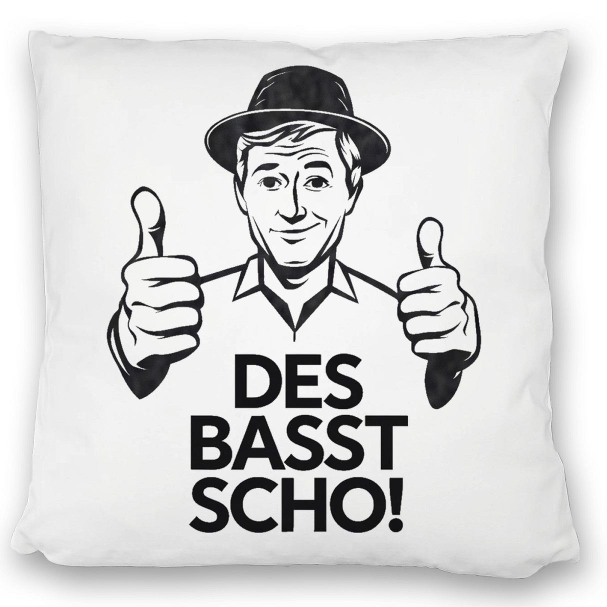 Mann mit Daumen hoch Des basst scho Kissen