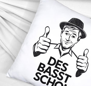 Mann mit Daumen hoch Des basst scho Kissen