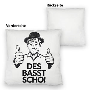 Mann mit Daumen hoch Des basst scho Kissen