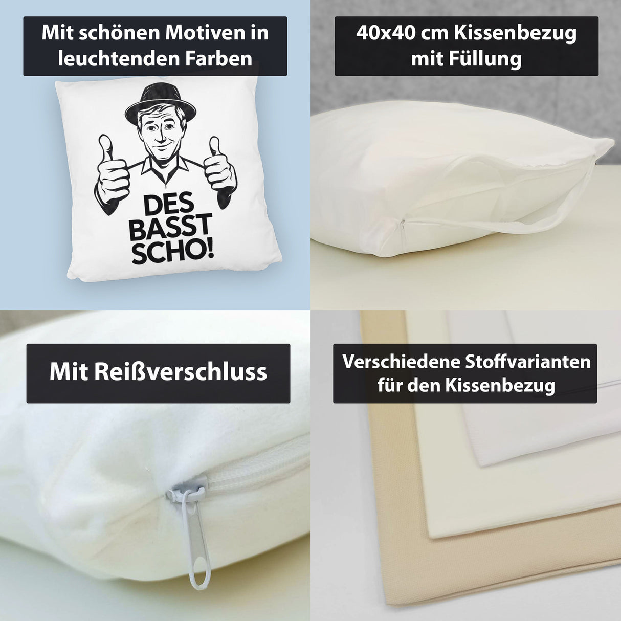 Mann mit Daumen hoch Des basst scho Kissen