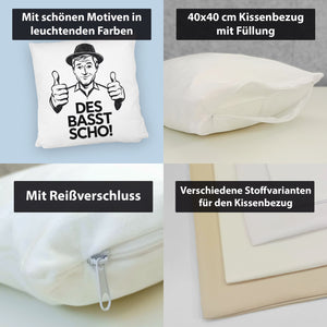 Mann mit Daumen hoch Des basst scho Kissen
