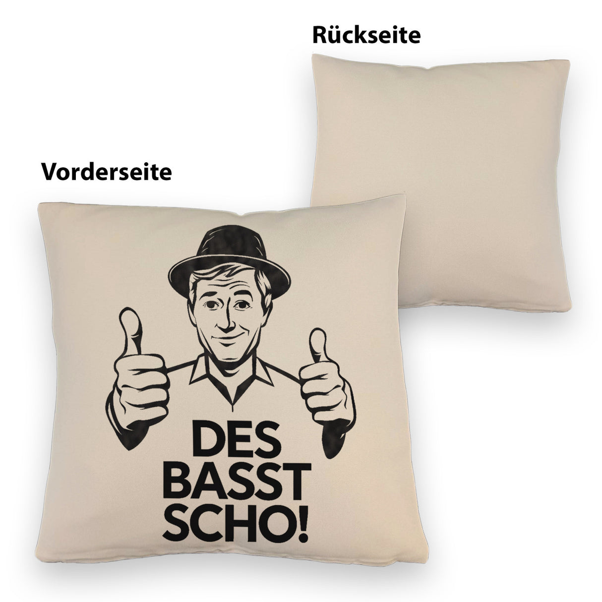 Mann mit Daumen hoch Des basst scho Kissen