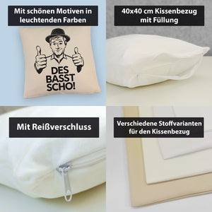 Mann mit Daumen hoch Des basst scho Kissen