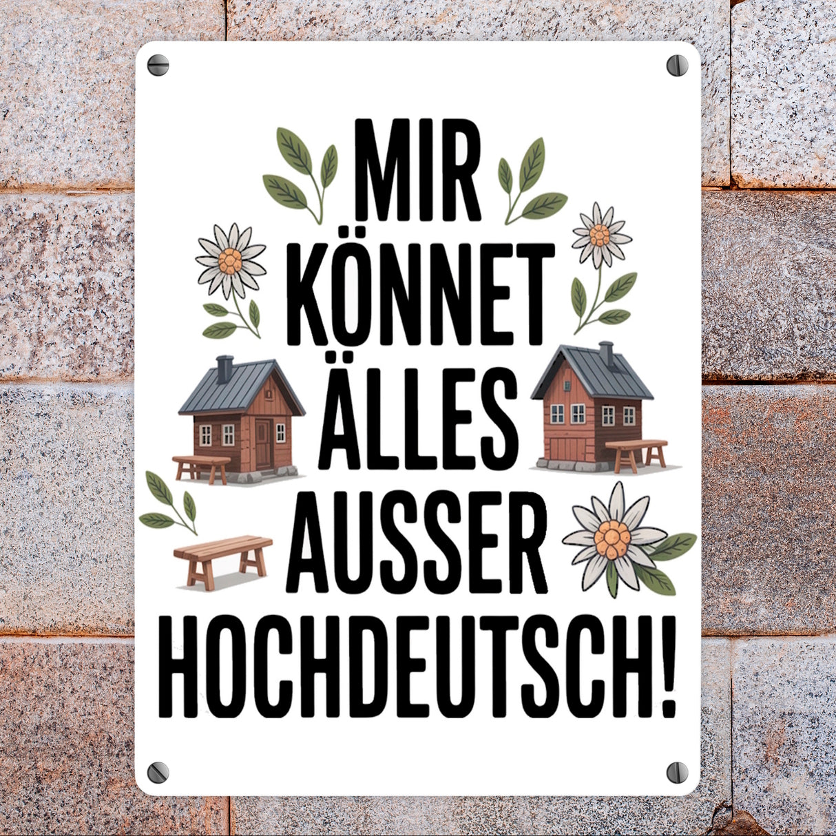 Mir könnet älles außer Hochdeutsch Metallschild in 15x20 cm Schwäbisch
