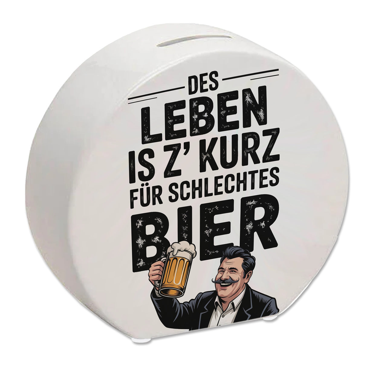 Leben zu kurz für schlechtes Bier Spardose Mann mit Bierkrug