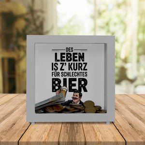 Leben zu kurz für schlechtes Bier Spardose Mann mit Bierkrug