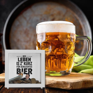 Leben zu kurz für schlechtes Bier Spardose Mann mit Bierkrug
