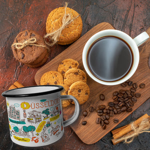 Düsseldorf Wimmelbild Emaille Tasse