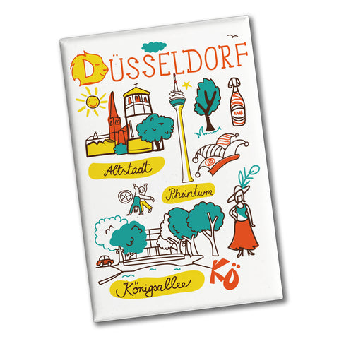 Düsseldorf Wimmelbild Souvenir Souvenir Magnet - Rheinturm