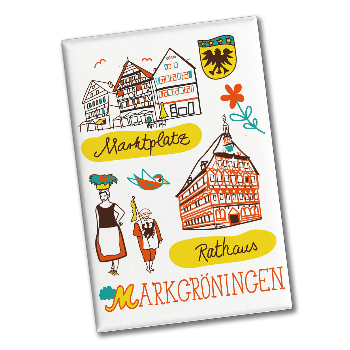 Markgröningen Wimmelbild Souvenir Souvenir Magnet - Marktplatz