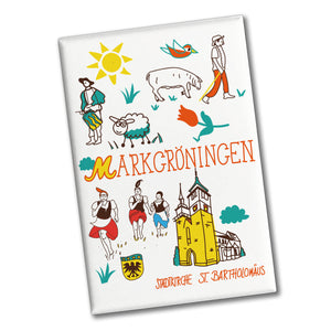 Markgröningen Wimmelbild Souvenir Souvenir Magnet - St. Bartholomäus Kirche